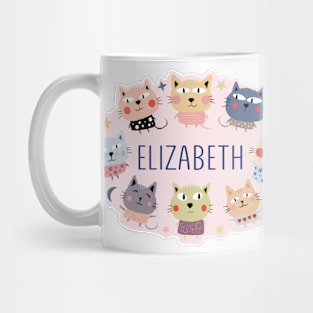 Elizabeth name with cartoon cats Mug